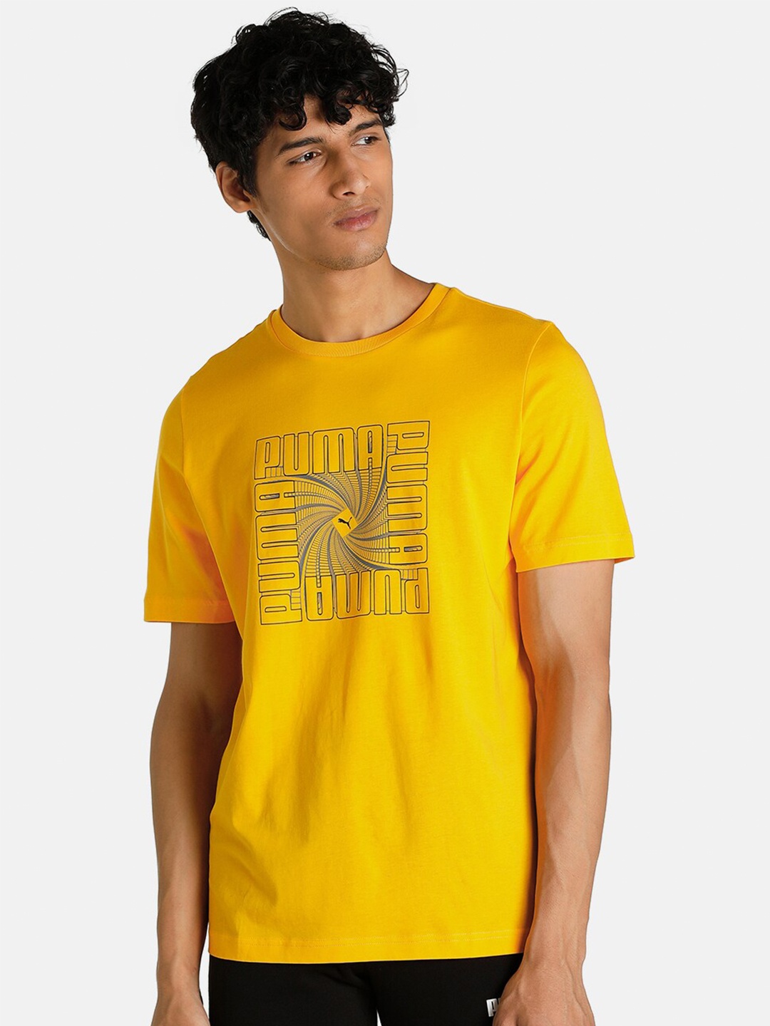 

Puma Men Reflective Graphic Printed Regular Fit Cotton T-shirt, Yellow