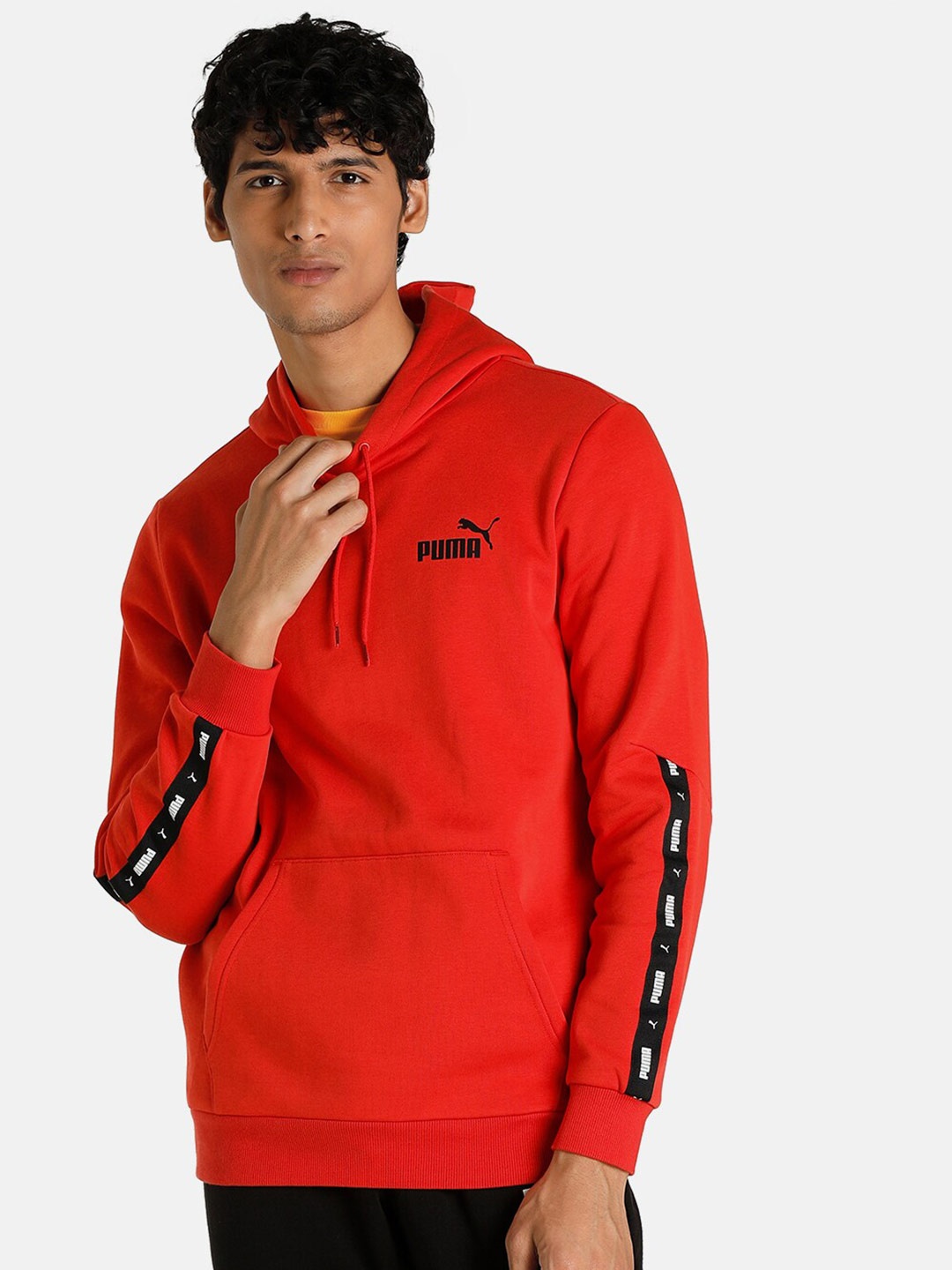 

Puma Men Red Solid Essential+ Tape Hooded Sweatshirt