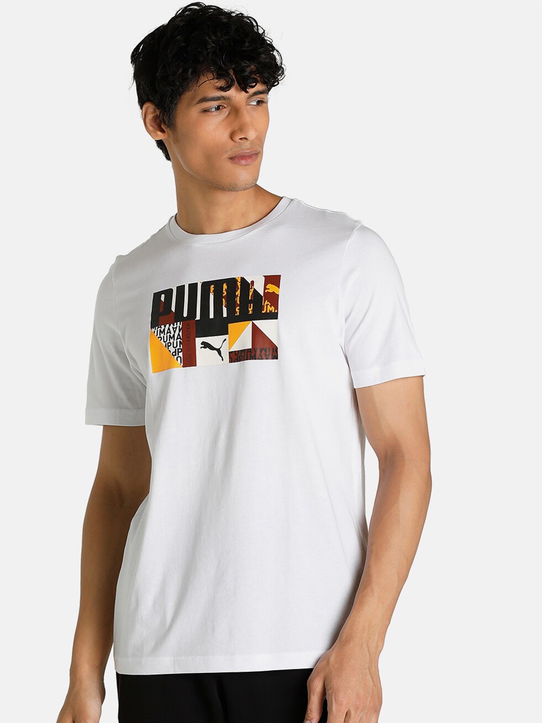 

Puma Men White Monogram Graphic Printed Cotton T-shirt
