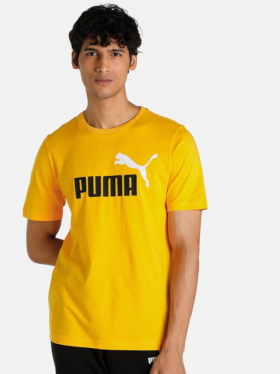 

Puma Men Yellow Essentials+ 2 Colour Logo Printed T-shirt