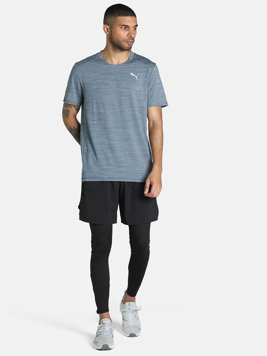 

Puma Men Grey & Off White Cloudspun Running Brand Logo T-Shirt