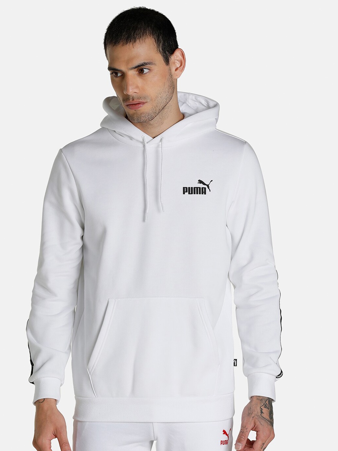 

Puma Men White Printed Hooded Sweatshirt