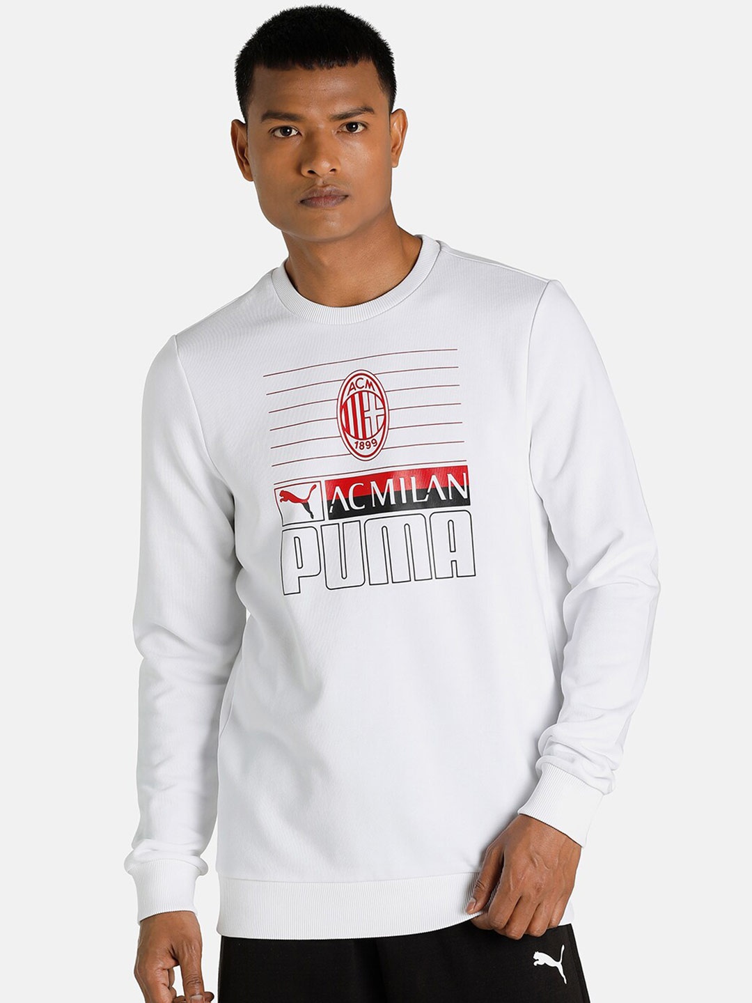 Puma Men Printed A.C. Milan Football ftblCore Sweatshirt, White
