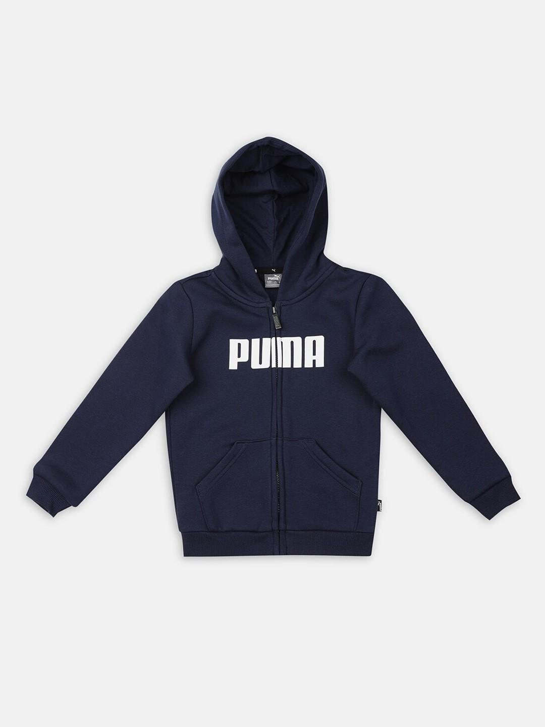 

Puma Boys Regular Fit Solid Essentials Full-Zip Hoodied Cotton Jacket, Blue