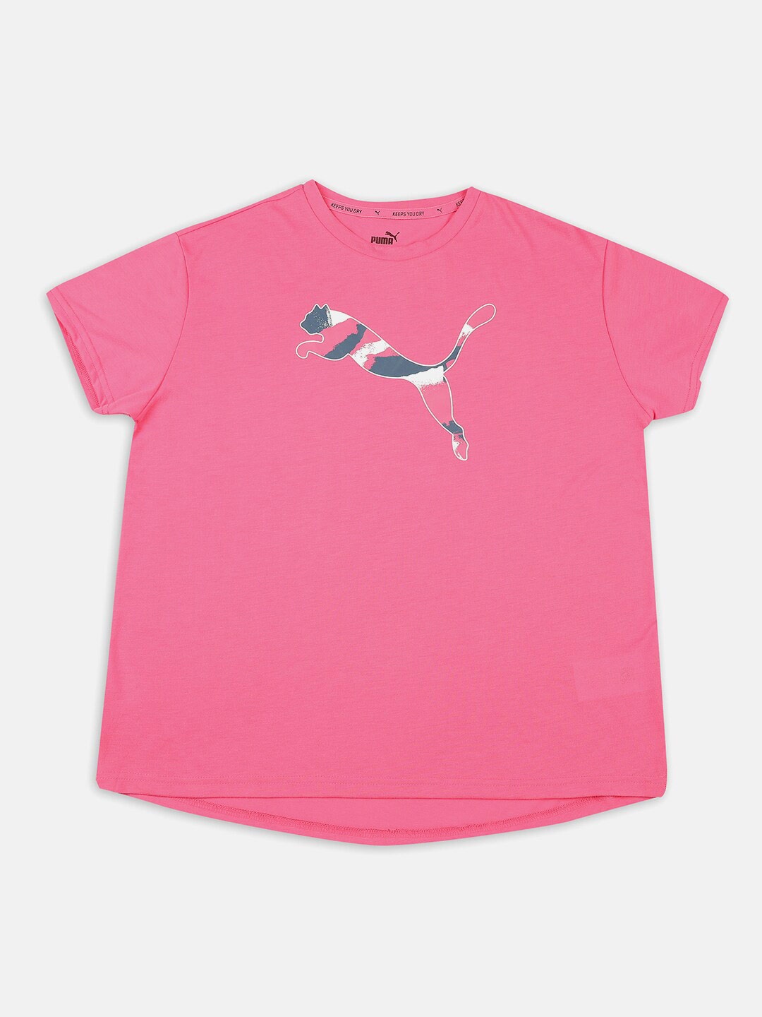 

Puma Girls Relaxed Fit Brand Logo Printed T-shirt, Pink