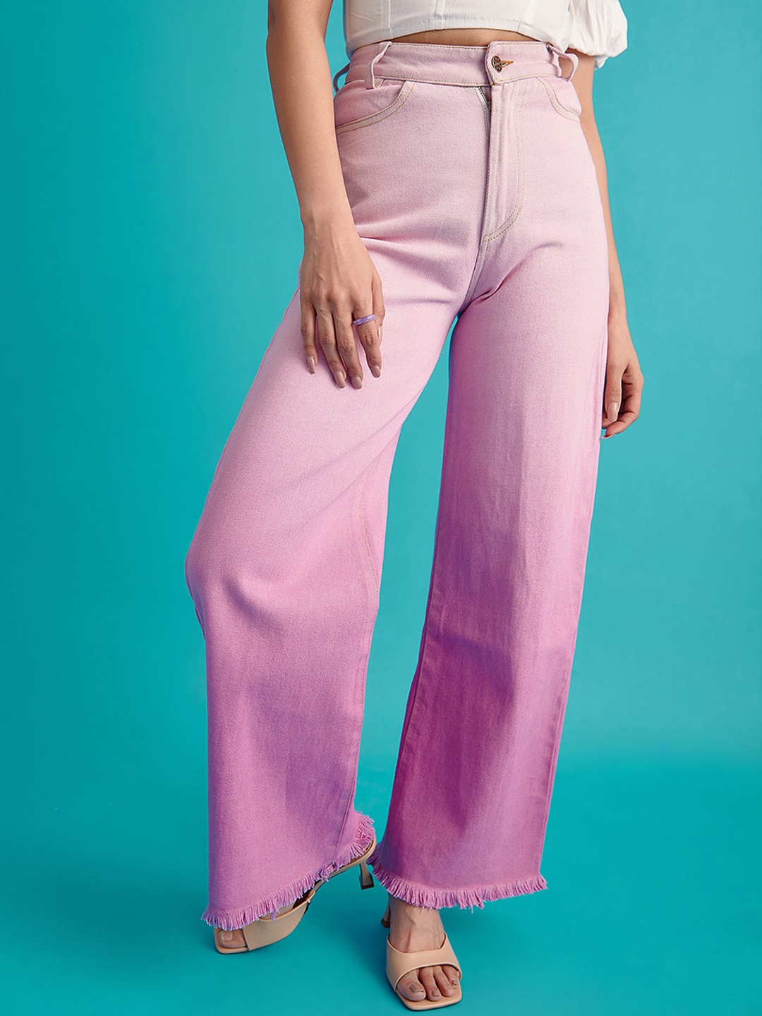

THE CLOTHING FACTORY Women Purple Ombre Classic Flared High-Rise Jeans