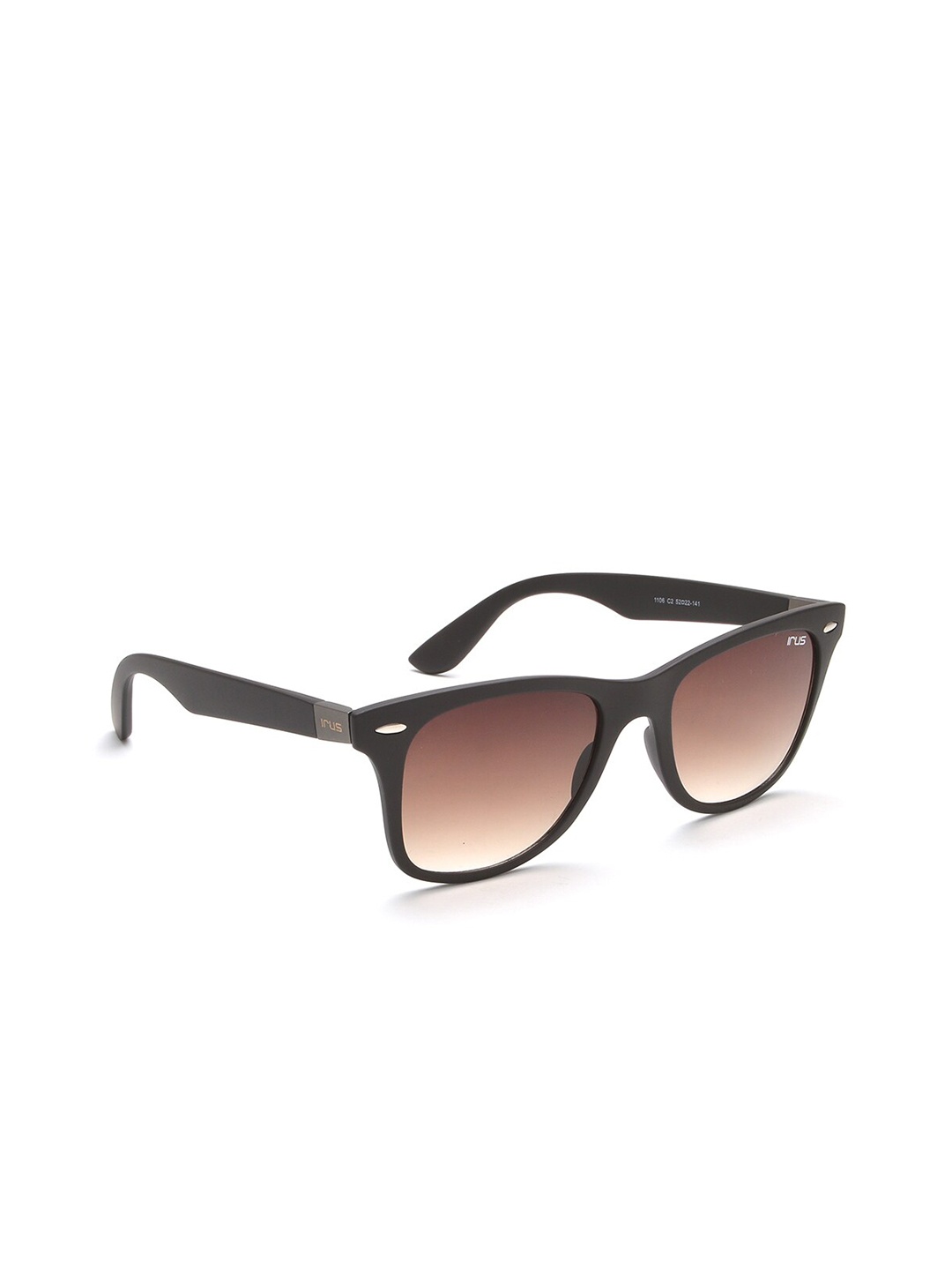 

IRUS by IDEE Unisex Brown Lens And Black Square Sunglasses With UV Protected Lens