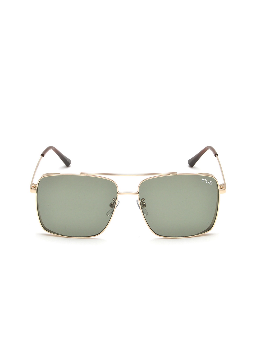 

IRUS by IDEE Unisex Green Lens & Gold-Toned Square Sunglasses With UV Protected Lens IRS1110C1SG