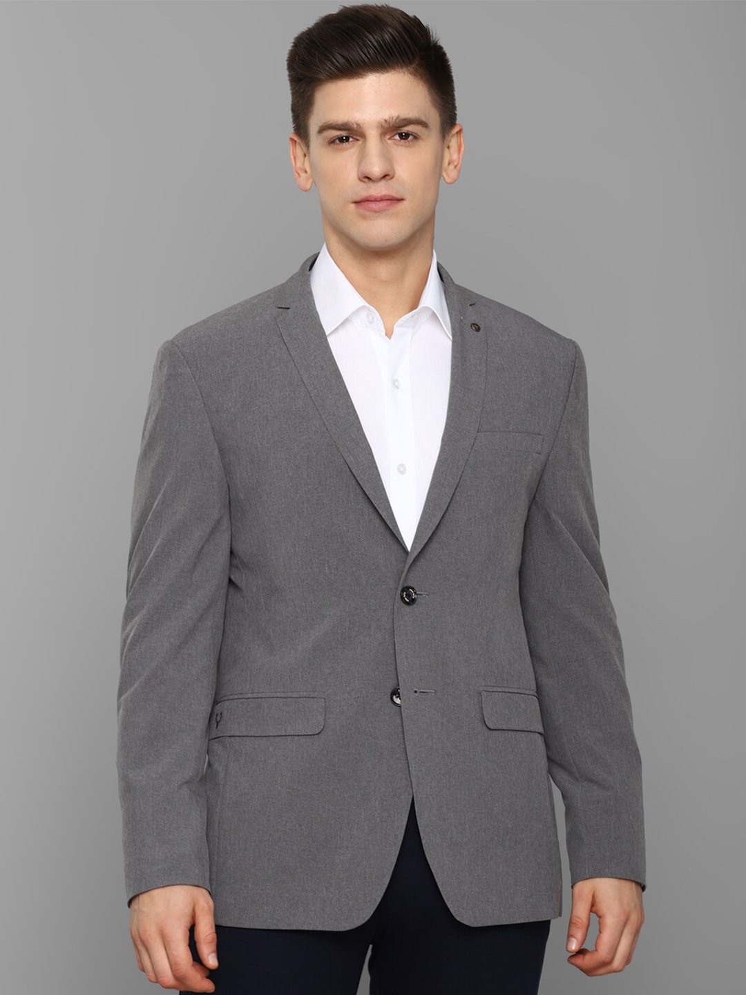 

Allen Solly Men Grey Solid Slim-fit Single Breasted Formal Blazer