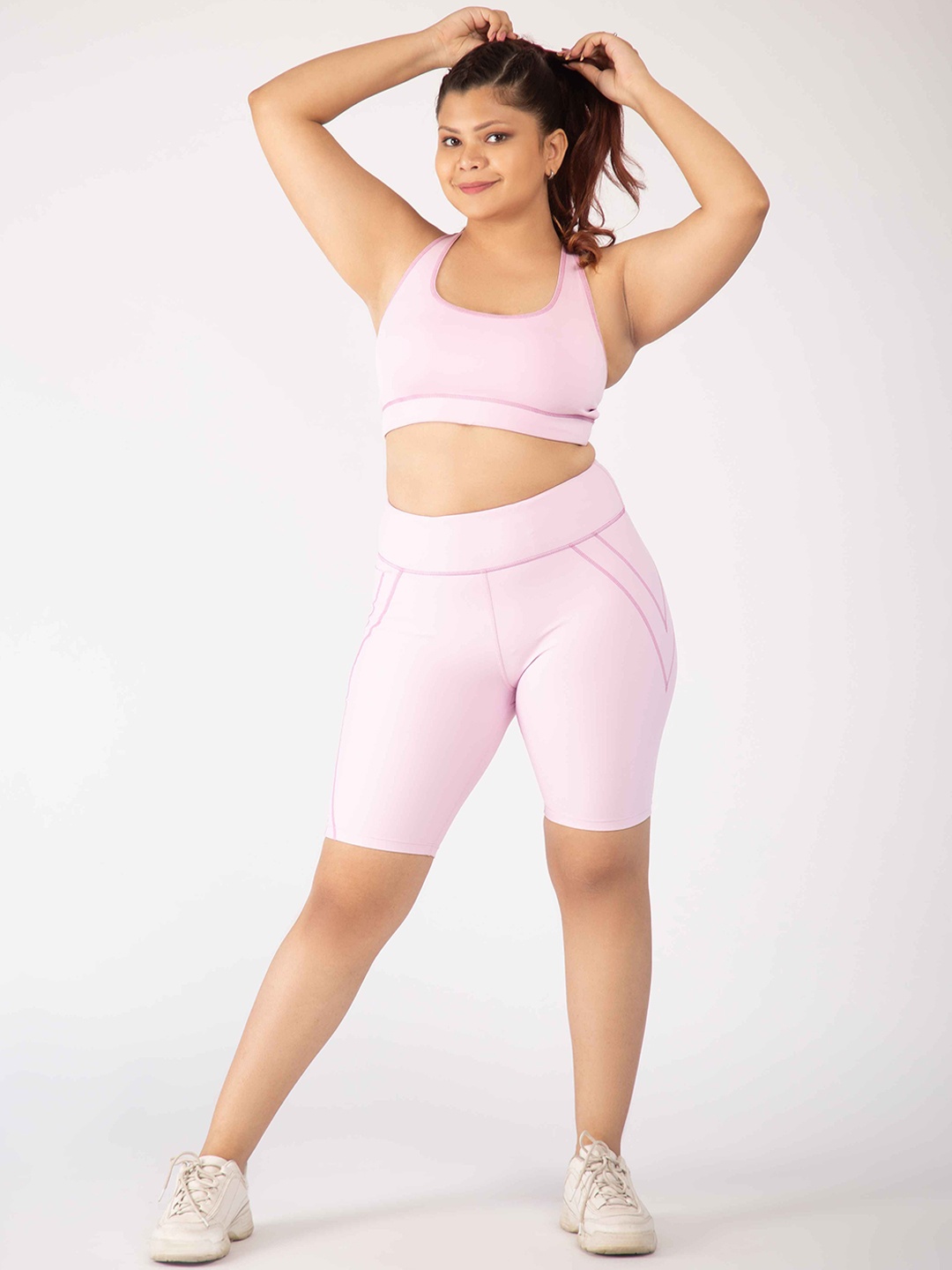 

aastey Women Pink Skinny Fit High-Rise Cycling Shorts with rapid-dry technology