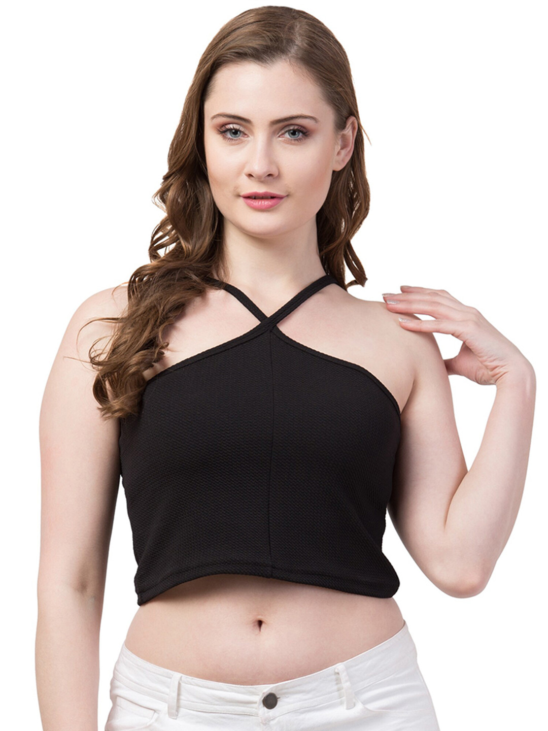 

Gaurgeous WOMEN Black Crop Top