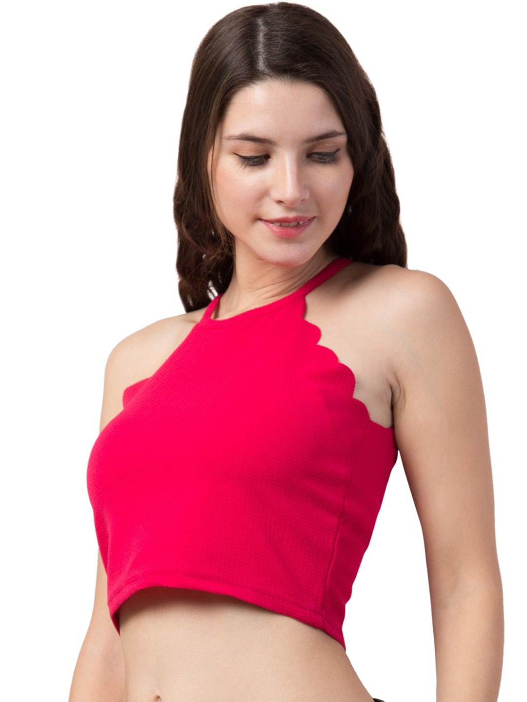 

Gaurgeous Pink Halter Neck Tank Crop Top