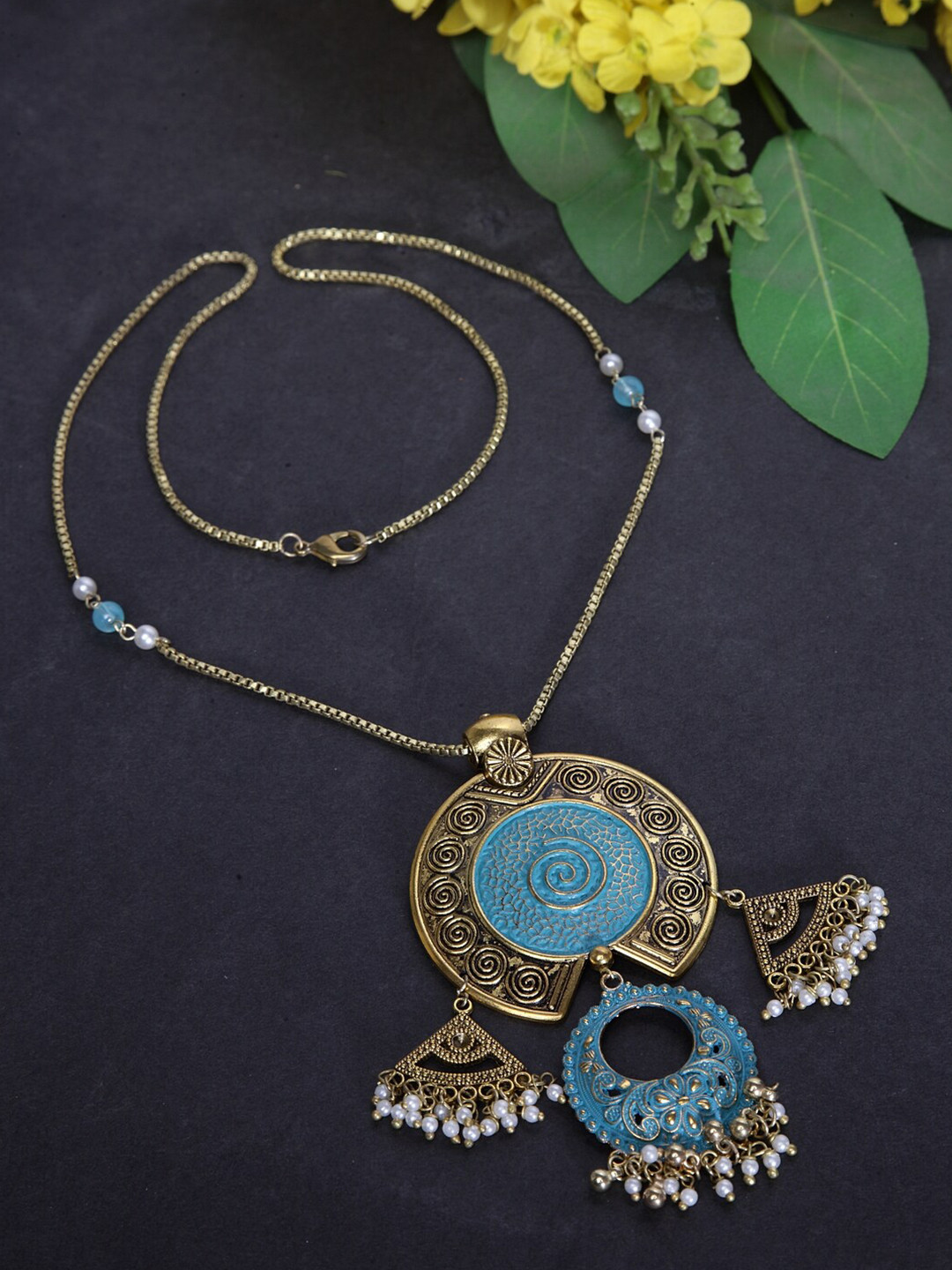 

Sangria Gold-Plated & Blue Gold-Plated Necklace