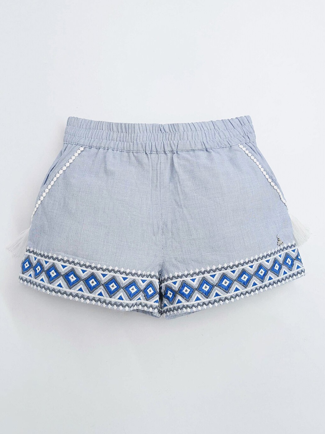 

Cherry Crumble Girls Blue Regular Fit Solid Shorts