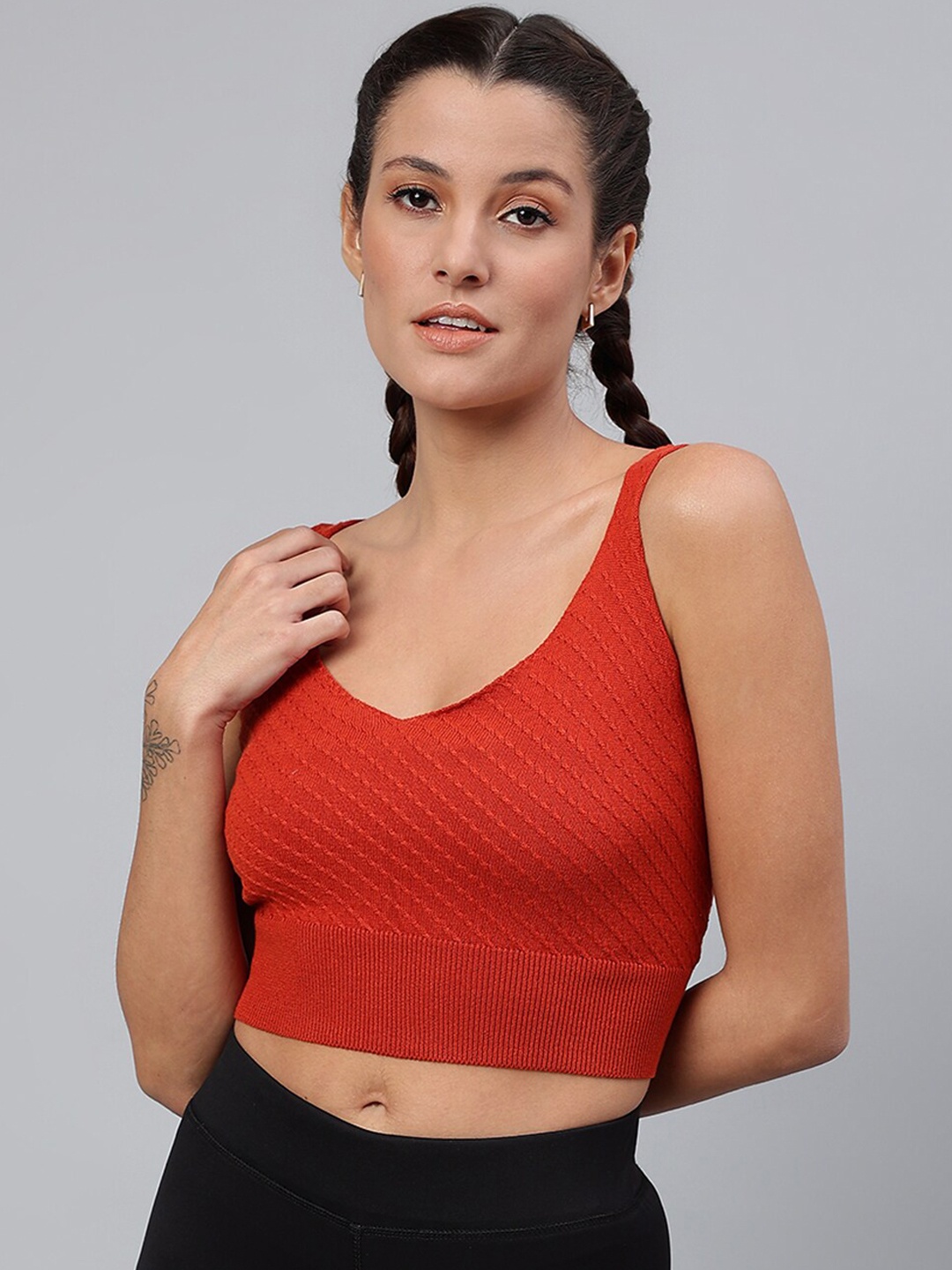 

Pritla Rust Brown Organic Cotton Crop Top