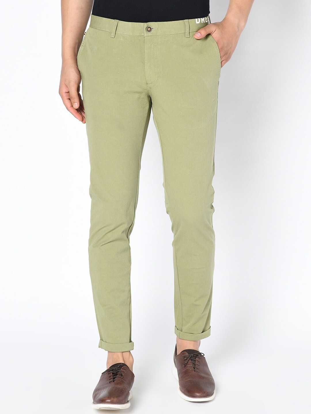 

Blackberrys Men Olive Green Skinny Fit Trousers