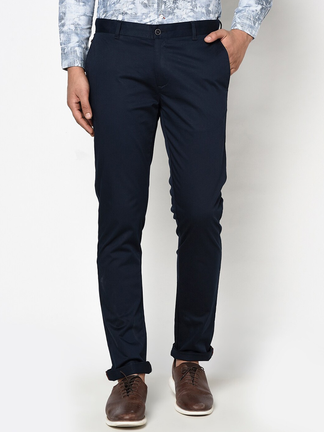 

Blackberrys Men Navy Blue Skinny Fit Trousers