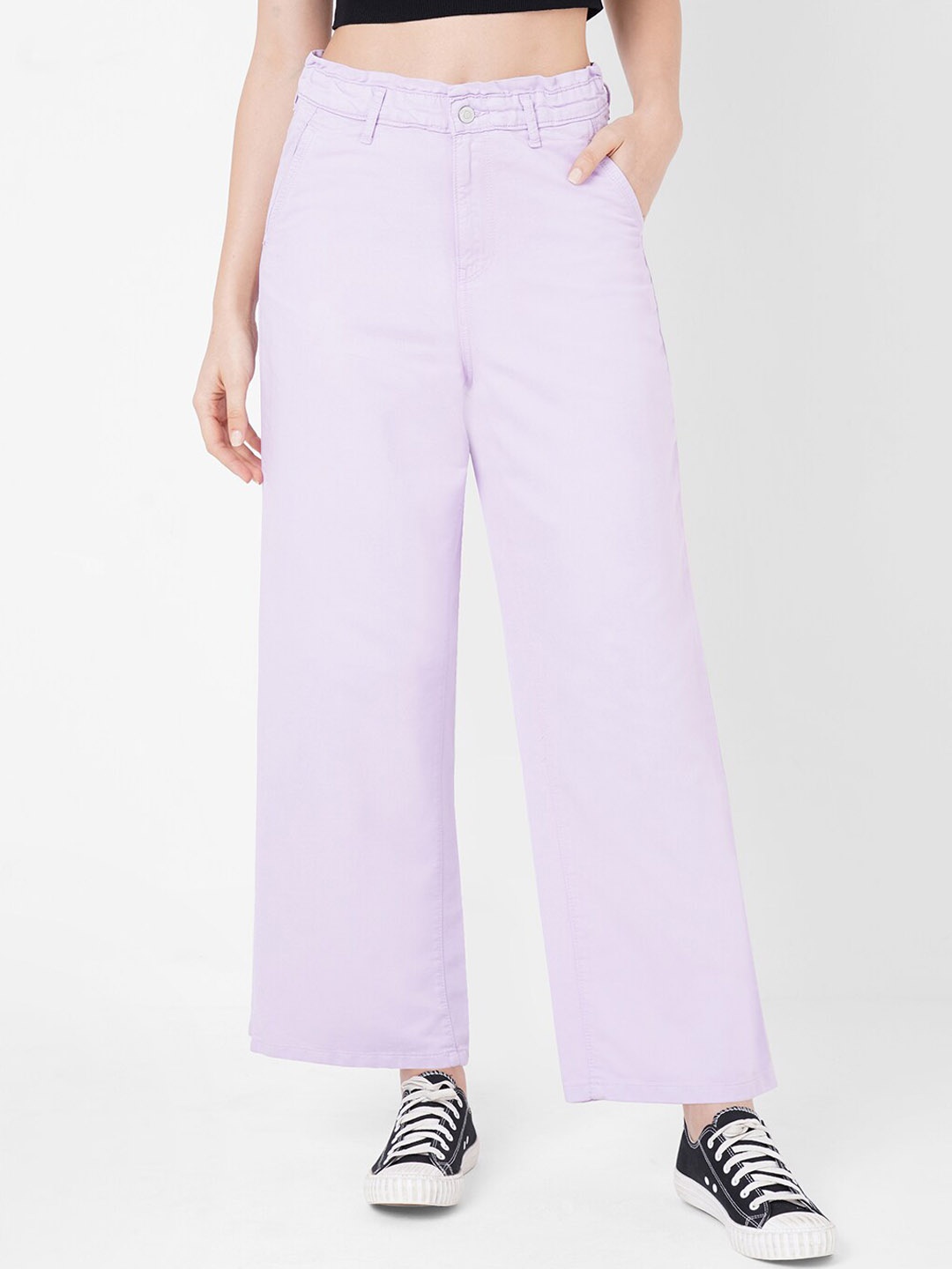 

Kraus Jeans Women Purple Wide Leg High-Rise Jeans