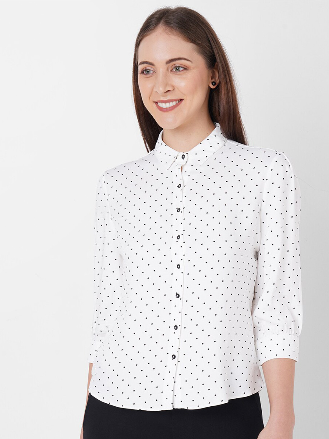 

Kraus Jeans Women White Printed Shirt Style Top