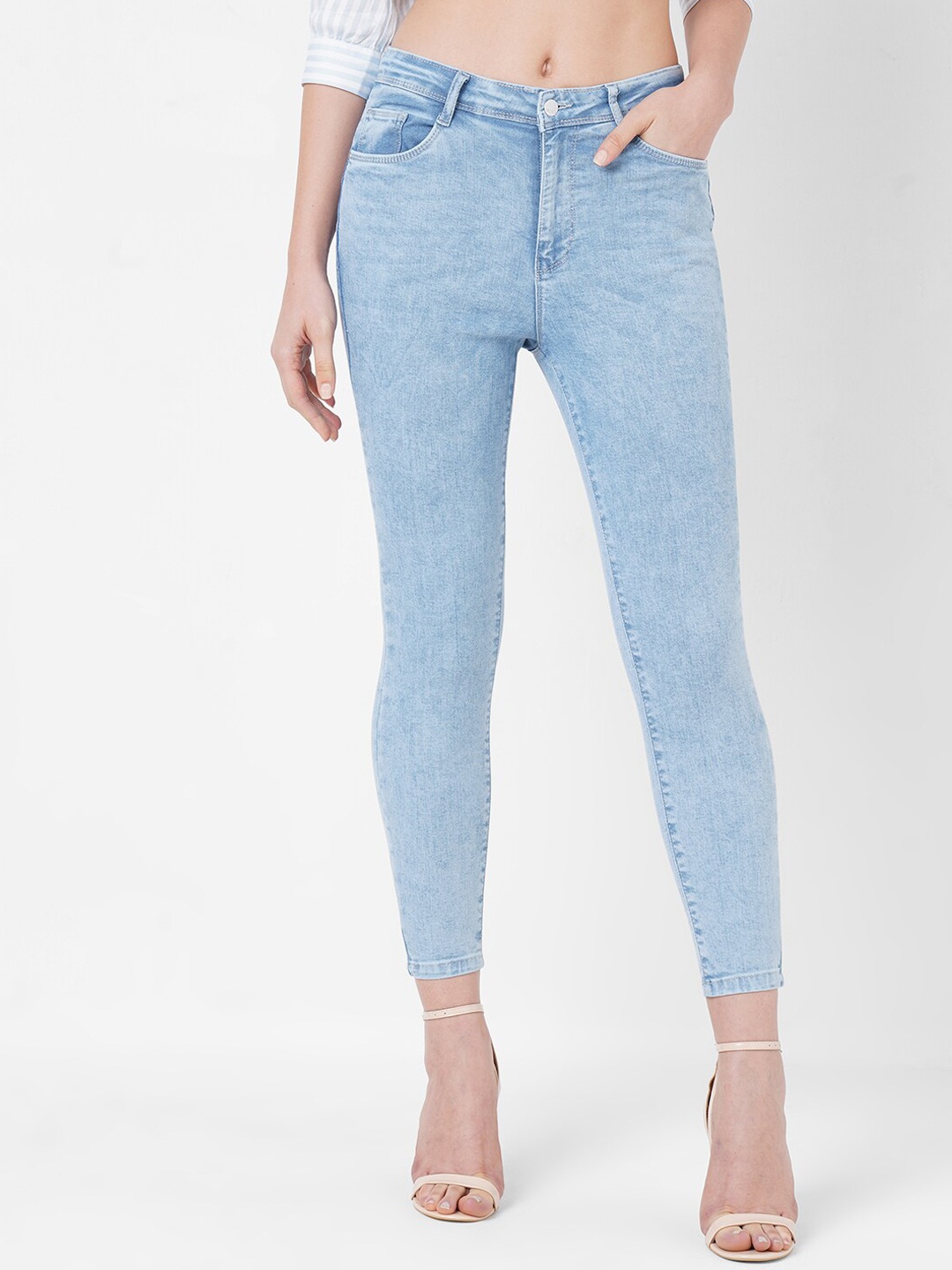 

Kraus Jeans Women Blue Super Skinny Fit High-Rise Heavy Fade Stretchable Jeans