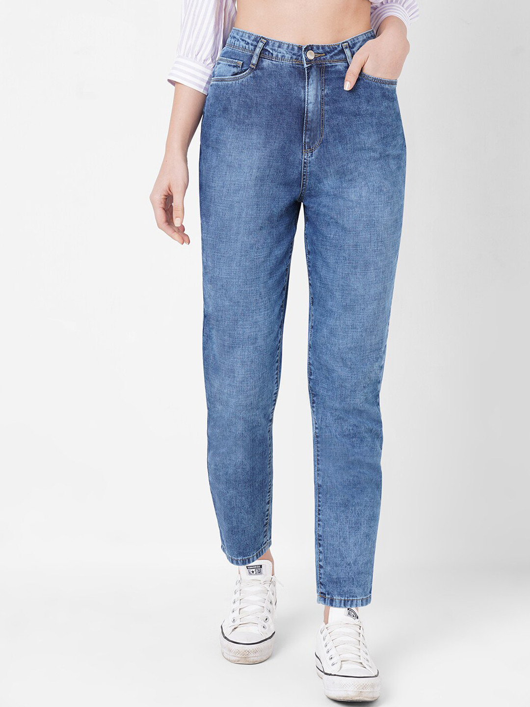 

Kraus Jeans Women Blue High-Rise Light Fade Jeans