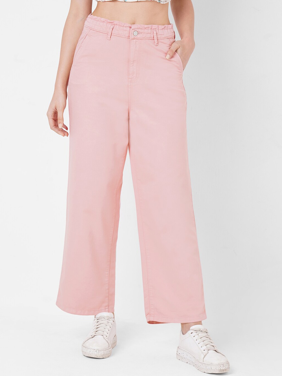 

Kraus Jeans Women Pink Wide Leg High-Rise Jeans
