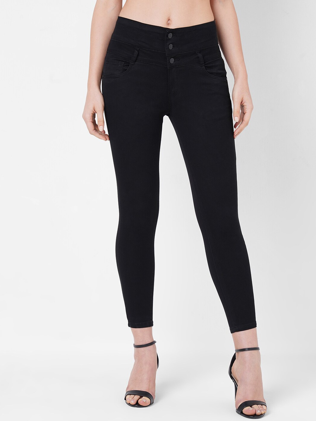 

Kraus Jeans Women Black Super Skinny Fit High-Rise Stretchable Cotton Jeans