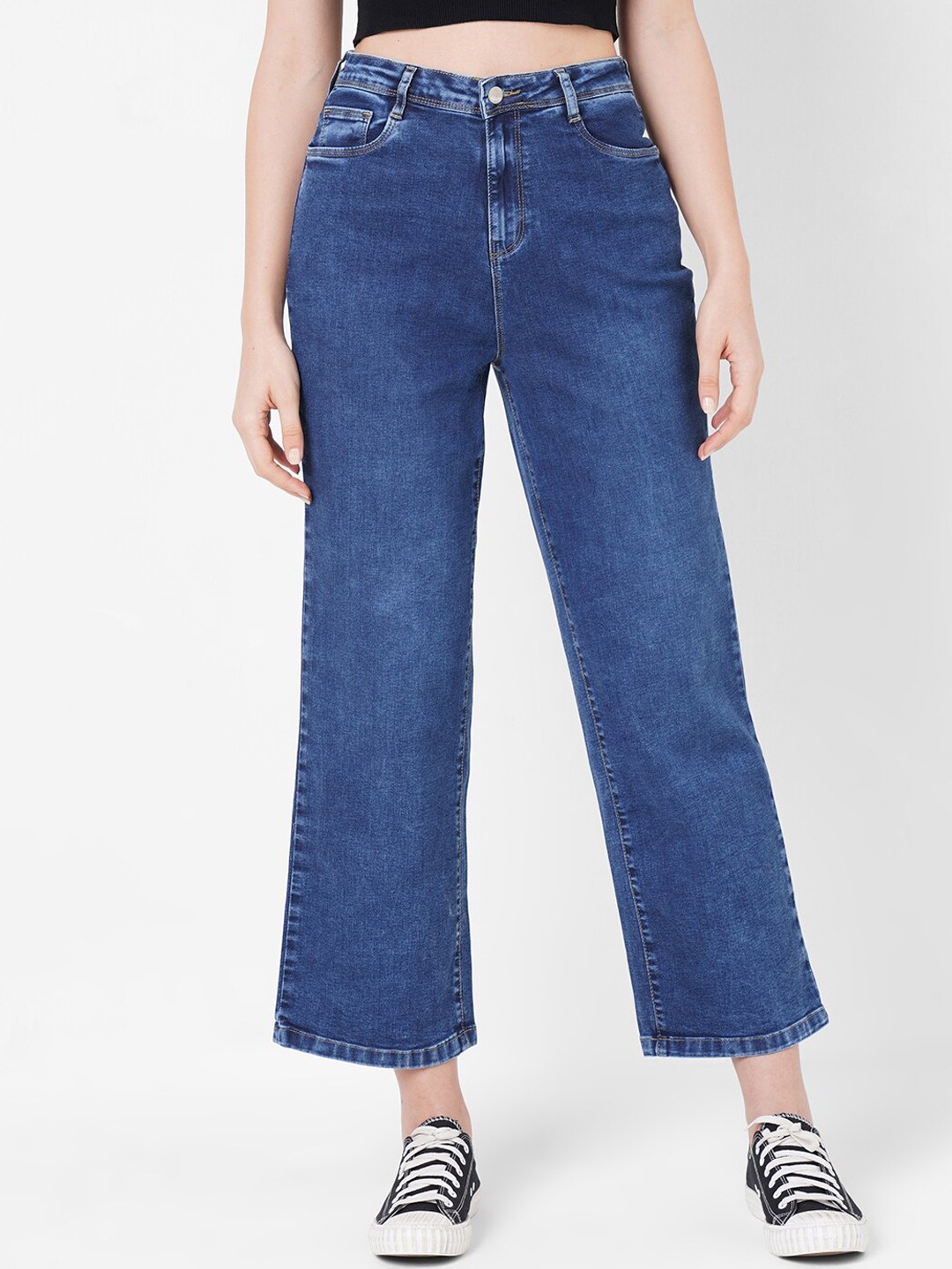 

Kraus Jeans Women Blue Flared High-Rise Light Fade Stretchable Jeans