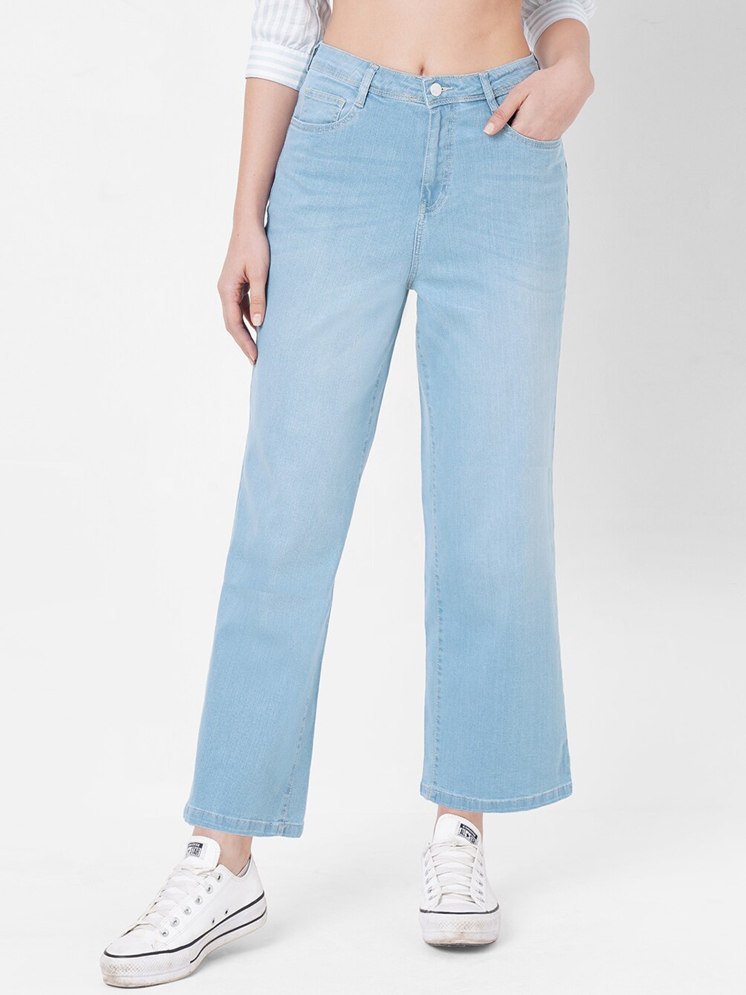 

Kraus Jeans Women Blue Wide Leg Light Fade Jeans