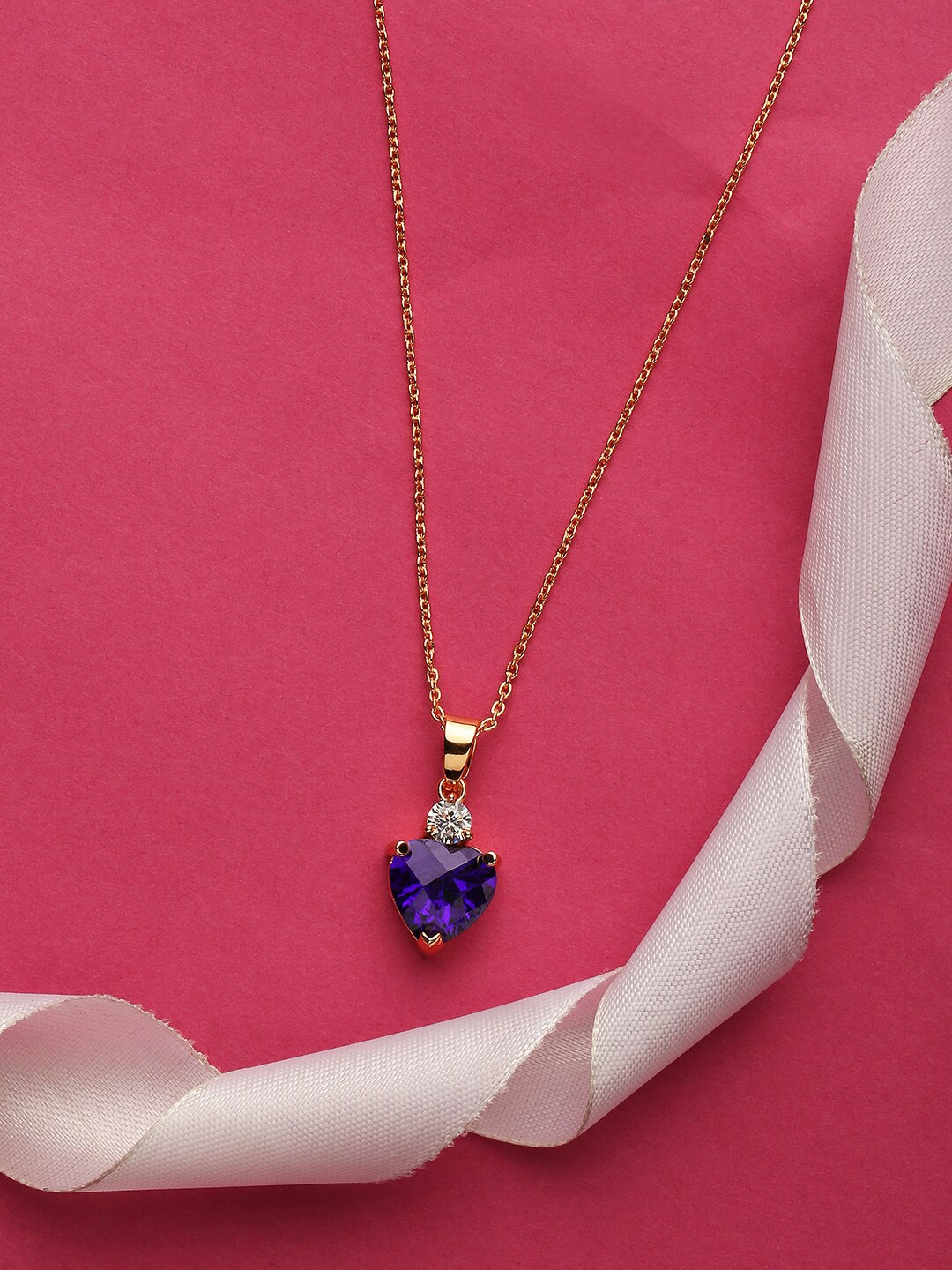 

HOT AND BOLD Rose Gold & Purple Brass Rose Gold-Plated Oxidised Necklace