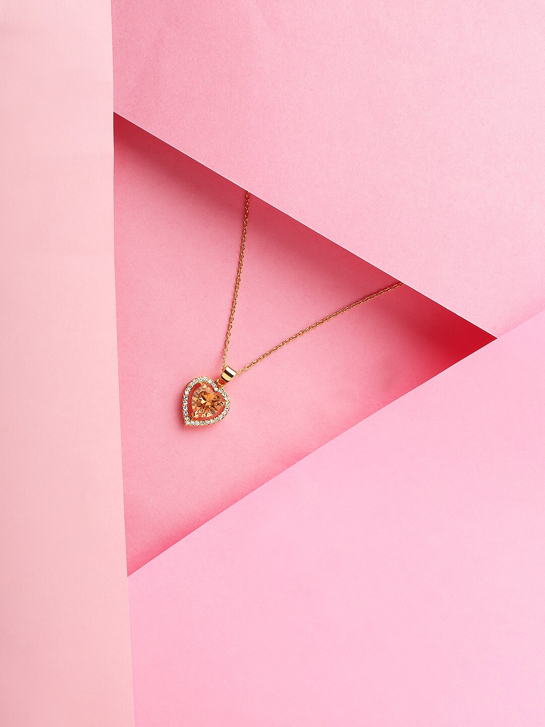 

HOT AND BOLD Gold-Toned & Orange Brass Gold-Plated Necklace
