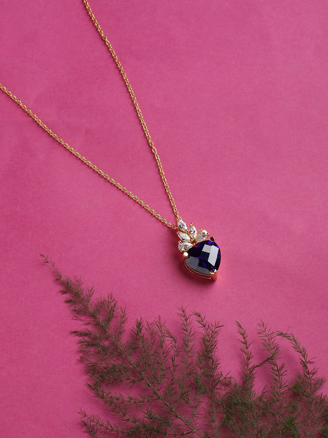 

HOT AND BOLD Women Gold-Plated & Blue Brass Chain With Pendant