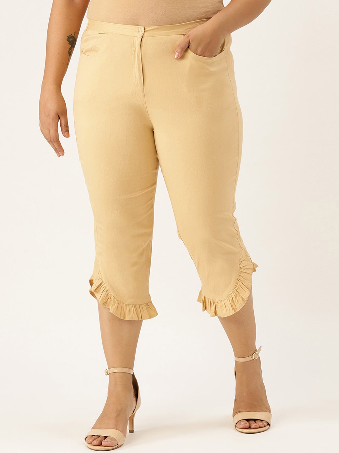 

theRebelinme Women Beige Capris