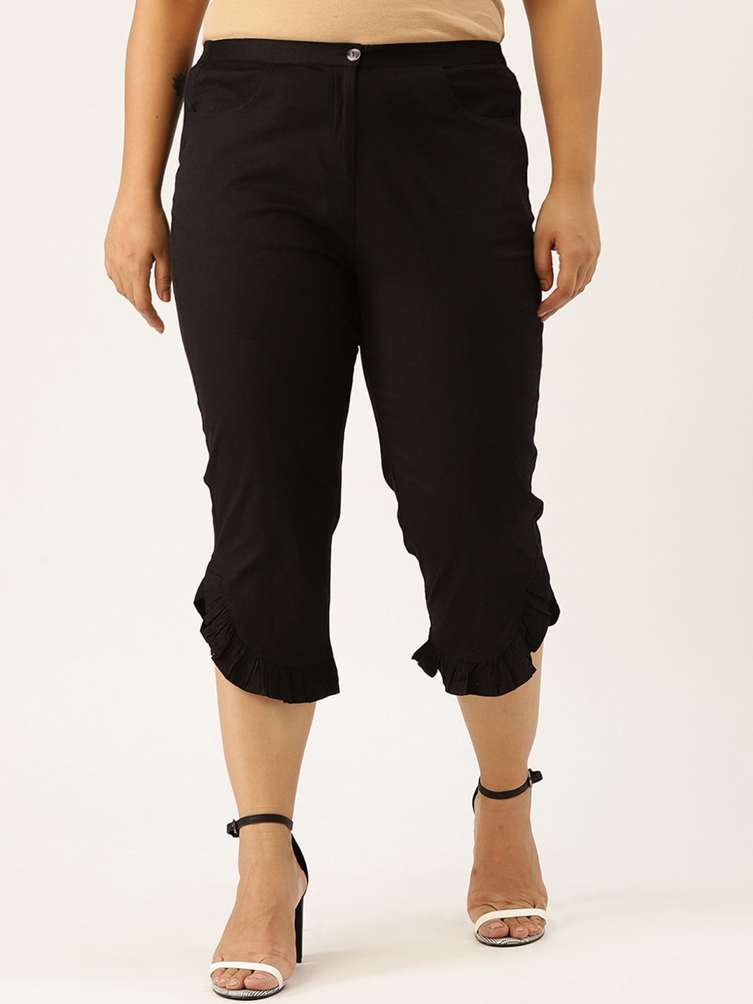 

theRebelinme Women Black Capris