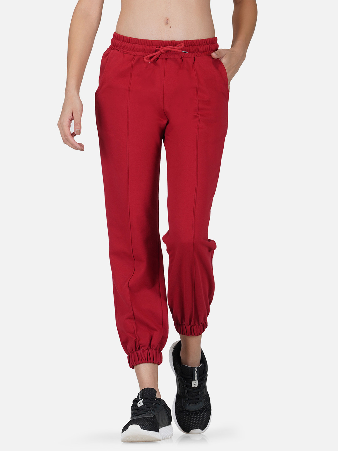 

Tinted Women Maroon Solid Pure Cotton Joggers