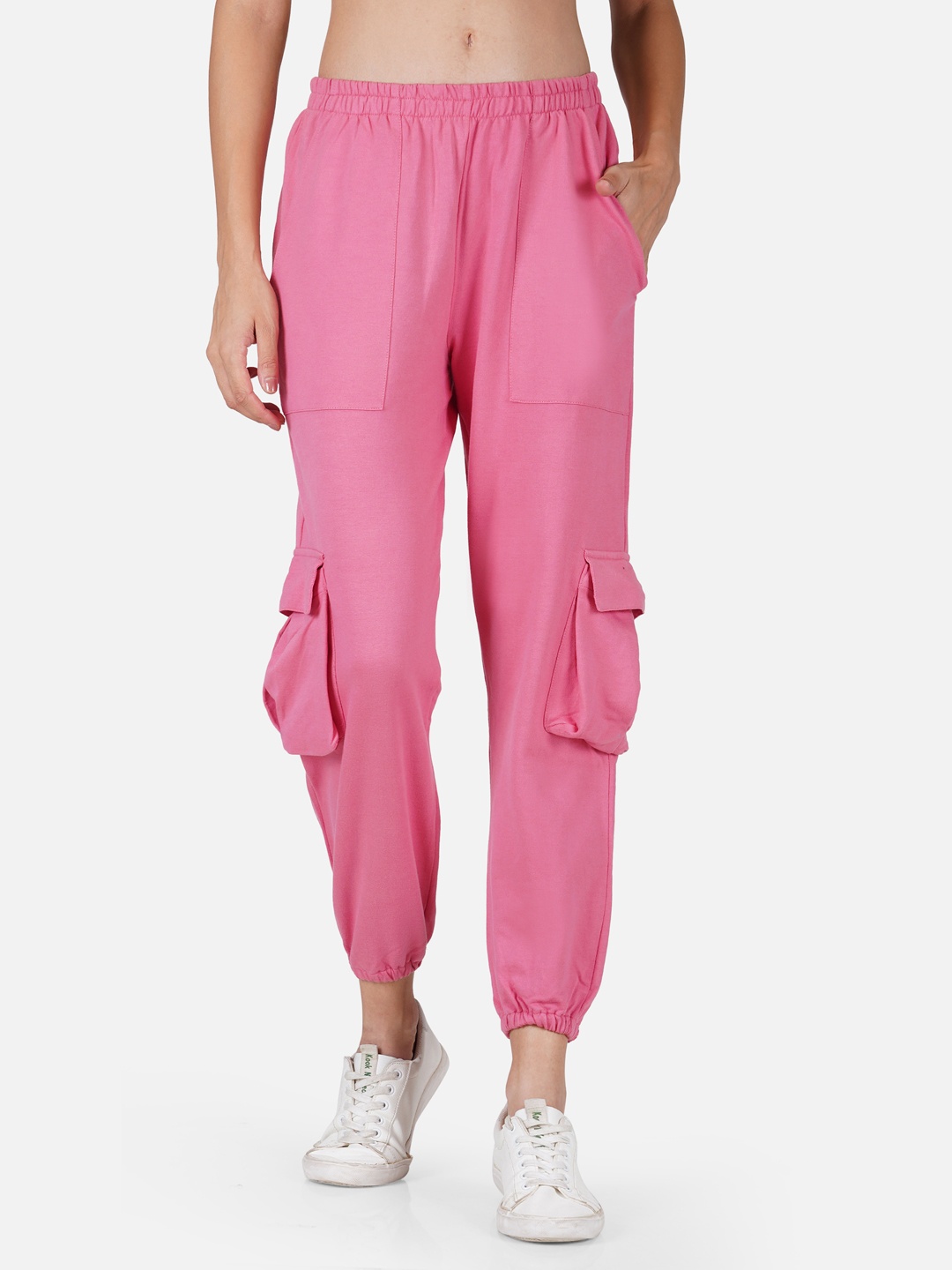 

Tinted Women Pink Solid Pure Cotton Joggers