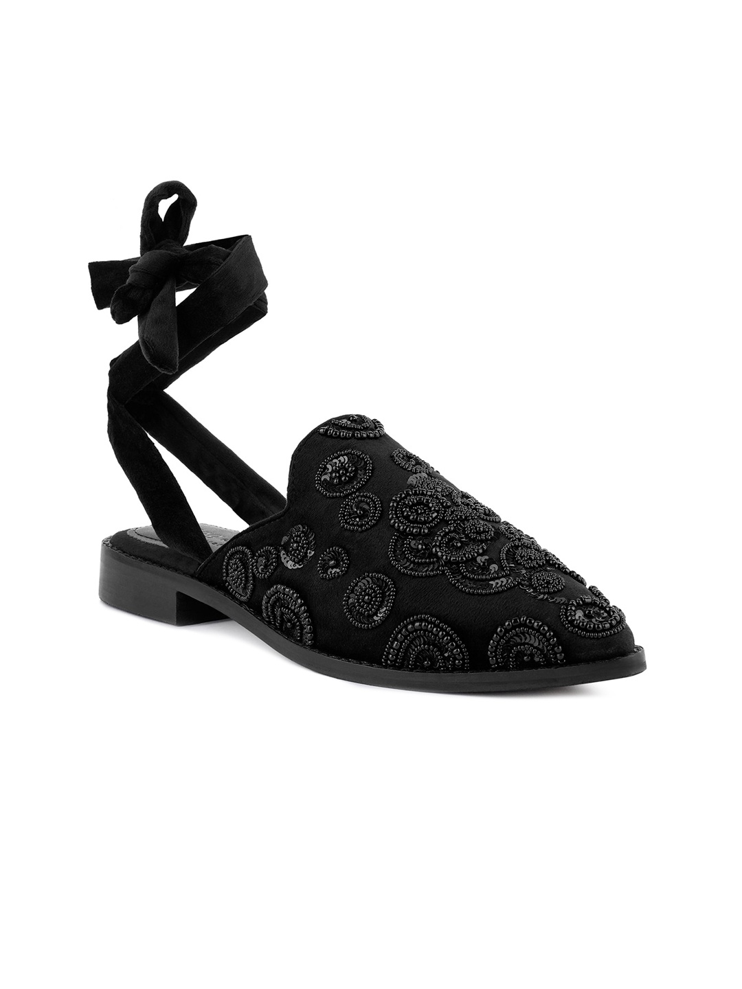 

London Rag Women Black Embellished Ethnic Mules Flats