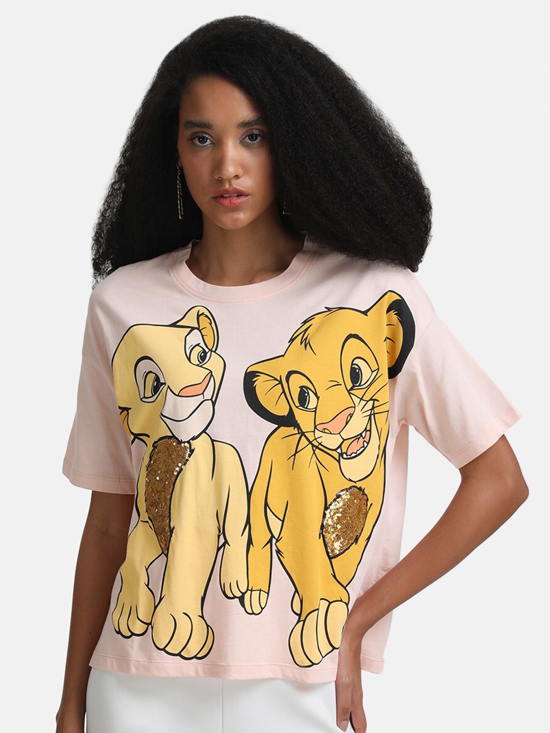 

Kazo Women Lion King Printed Disney T-shirt, Pink