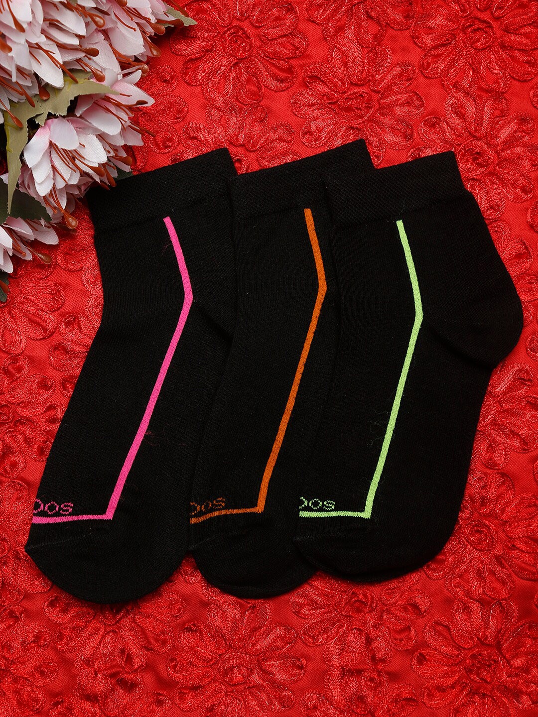 

MUTAQINOTI Men Pack Of 3 Ankle Length Antimicrobial Socks, Black