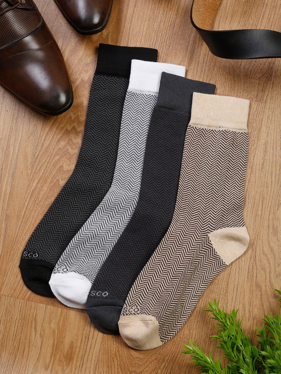 

MUTAQINOTI Men Pack Of 4 Calf-Length Socks, Black