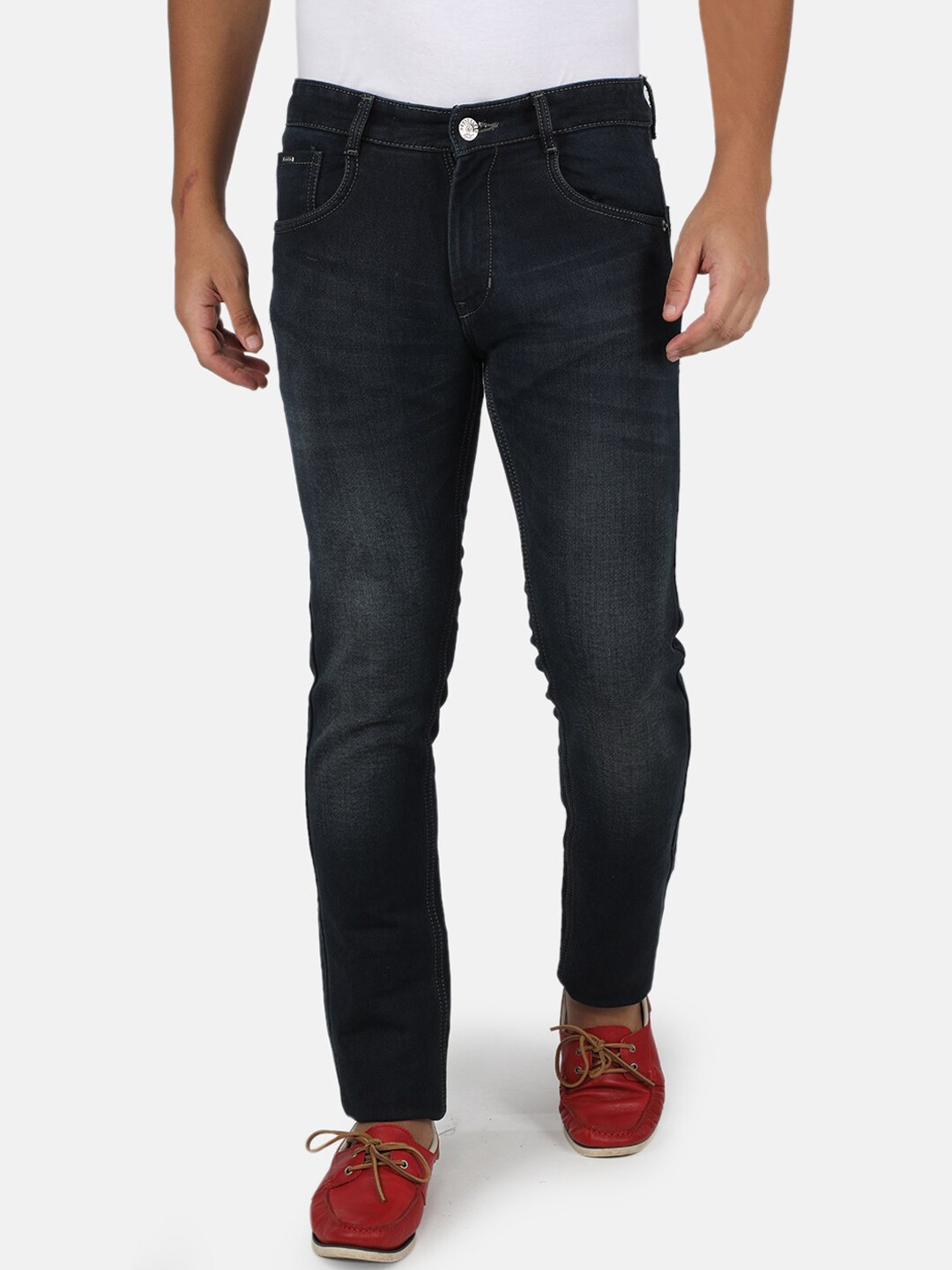 

Monte Carlo Men Navy Blue Skin Tight Slim Fit Light Fade Stretchable Jeans