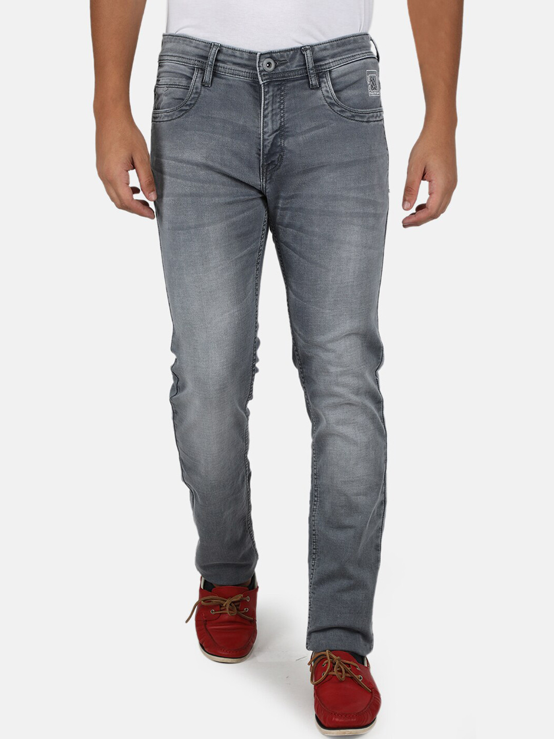 

Monte Carlo Men Grey Narrow Slim Fit Mildly Distressed Heavy Fade Stretchable Cotton Jeans