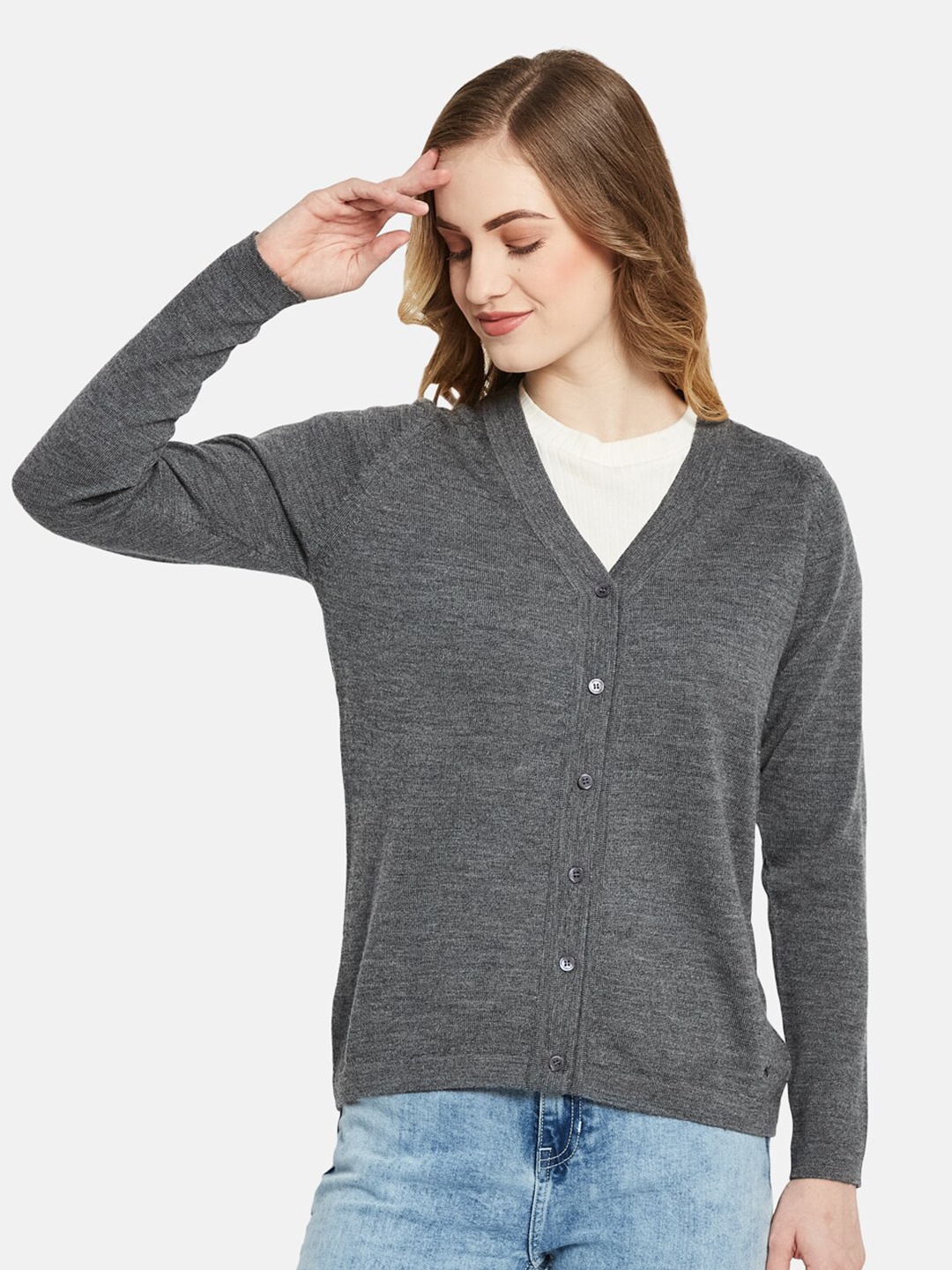 

Monte Carlo Women Grey Solid Cardigan