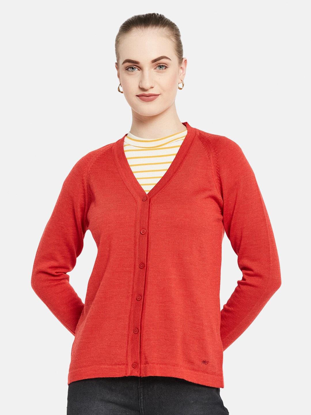 

Monte Carlo Women Red Wool Cardigan