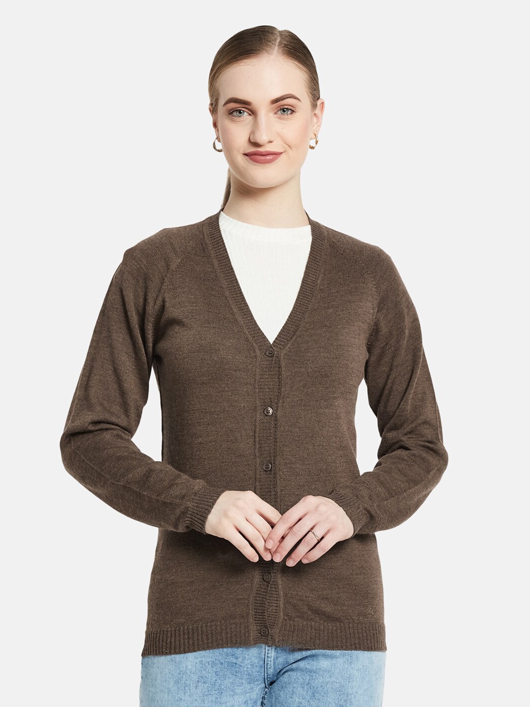 

Monte Carlo Women Brown Wool Cardigan