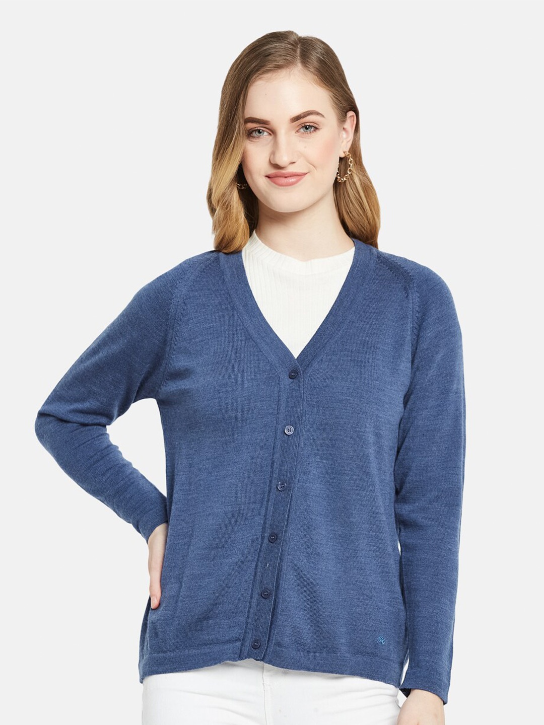 

Monte Carlo Women Blue Pure Wool Cardigan