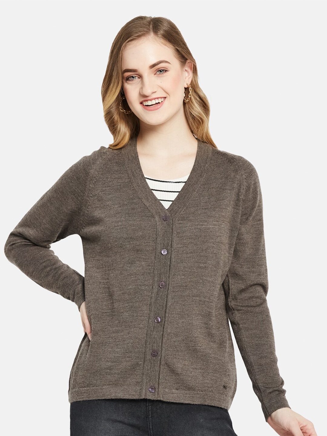

Monte Carlo Women Pure Wool Brown Cardigan