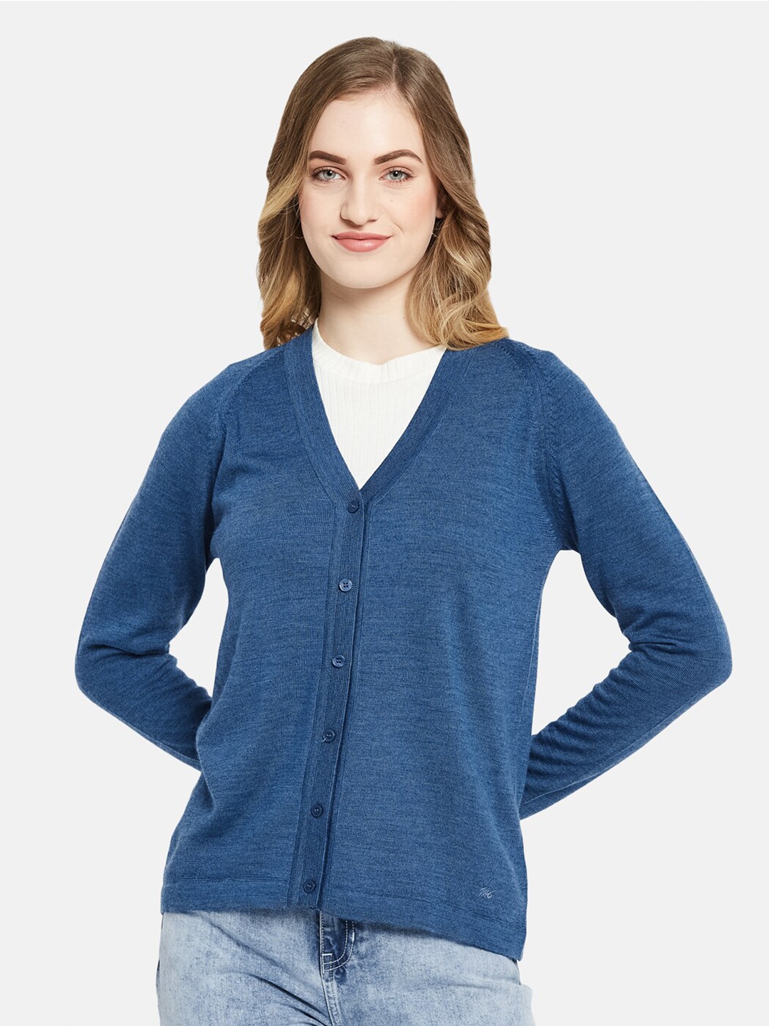 

Monte Carlo Women Blue Pure Wool Cardigan
