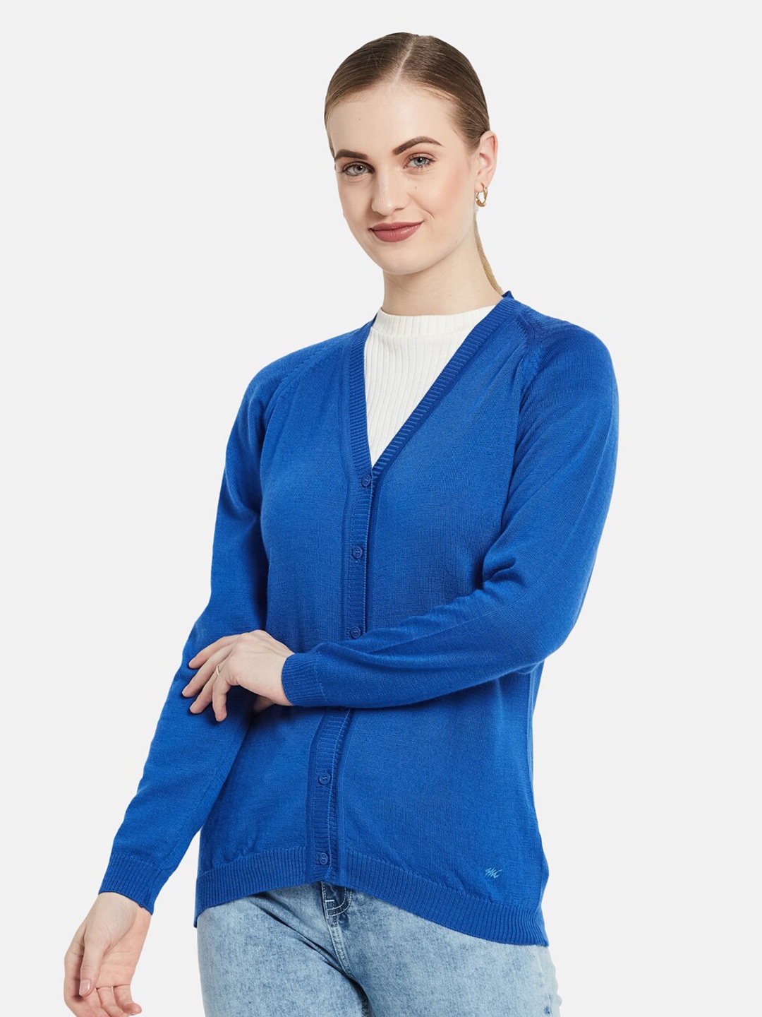 

Monte Carlo Women Blue V Neck Cardigan