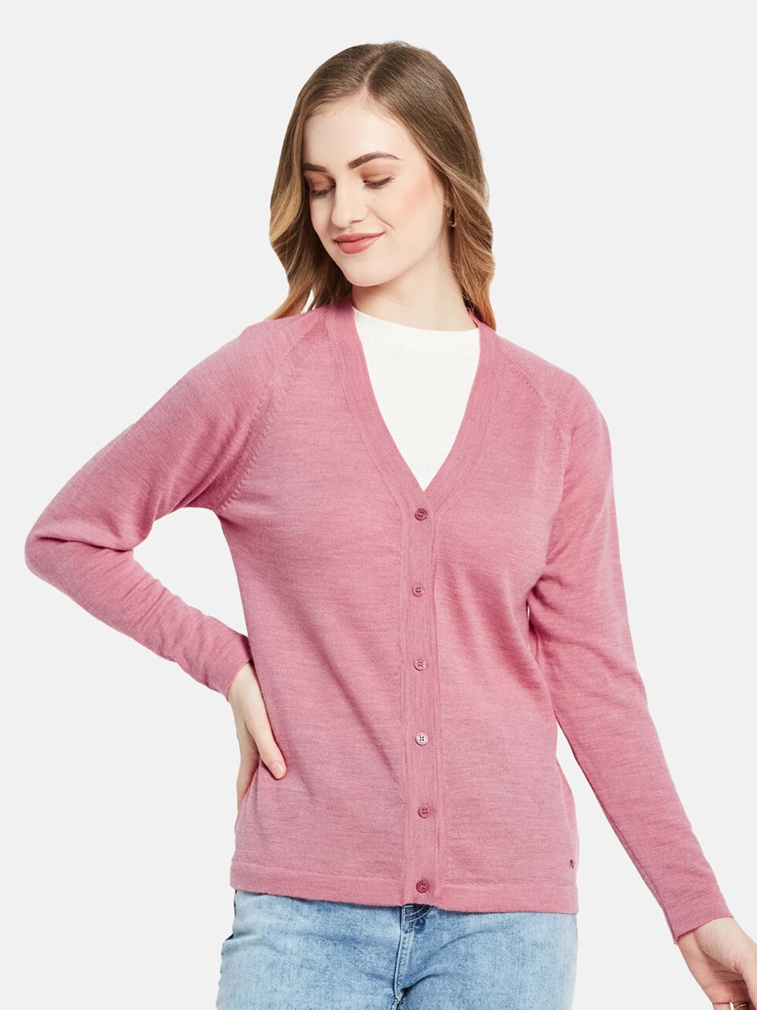 

Monte Carlo Women Pink Solid Cardigan